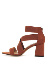 benicia elastic strappy block heel sandals - Horizon Bliss