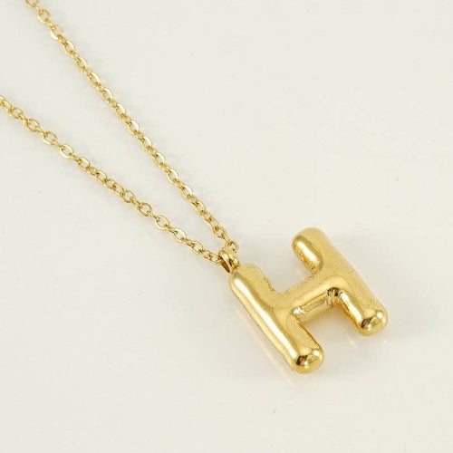 Bubble Shape Initials 18K Gold Plated Pendant Necklace | Alphabet