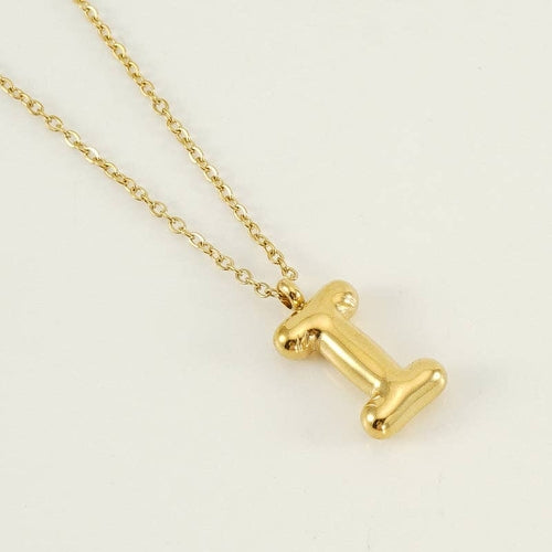 Bubble Shape Initials 18K Gold Plated Pendant Necklace | Alphabet