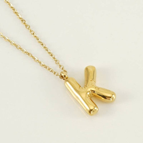 Bubble Shape Initials 18K Gold Plated Pendant Necklace | Alphabet