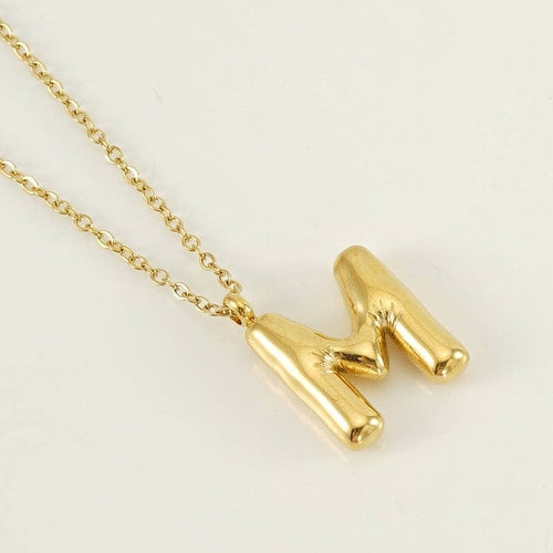 Bubble Shape Initials 18K Gold Plated Pendant Necklace | Alphabet