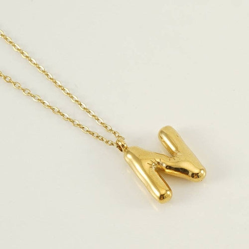 Bubble Shape Initials 18K Gold Plated Pendant Necklace | Alphabet