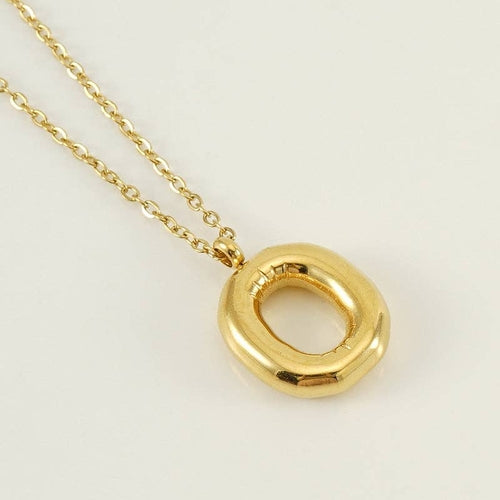 Bubble Shape Initials 18K Gold Plated Pendant Necklace | Alphabet