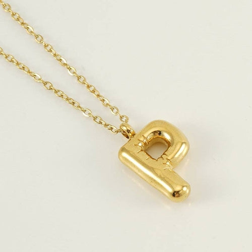 Bubble Shape Initials 18K Gold Plated Pendant Necklace | Alphabet