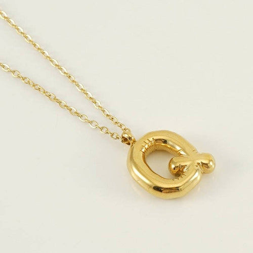 Bubble Shape Initials 18K Gold Plated Pendant Necklace | Alphabet