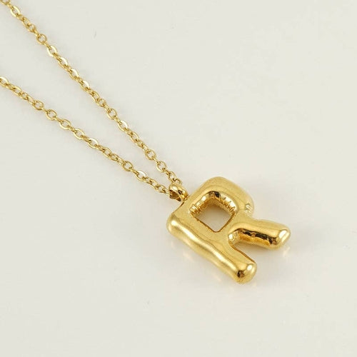 Bubble Shape Initials 18K Gold Plated Pendant Necklace | Alphabet