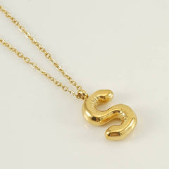 Bubble Shape Initials 18K Gold Plated Pendant Necklace | Alphabet