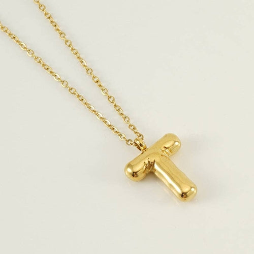 Bubble Shape Initials 18K Gold Plated Pendant Necklace | Alphabet