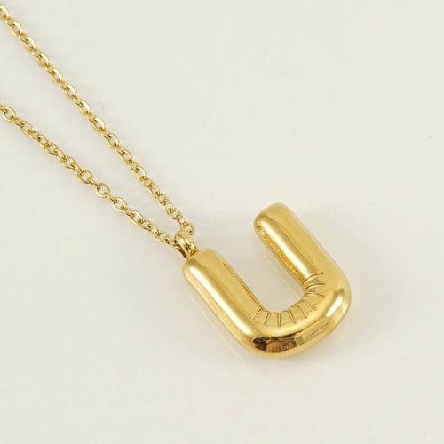 Bubble Shape Initials 18K Gold Plated Pendant Necklace | Alphabet