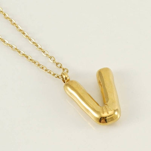 Bubble Shape Initials 18K Gold Plated Pendant Necklace | Alphabet