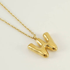 Bubble Shape Initials 18K Gold Plated Pendant Necklace | Alphabet