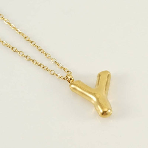 Bubble Shape Initials 18K Gold Plated Pendant Necklace | Alphabet