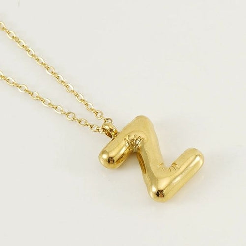 Bubble Shape Initials 18K Gold Plated Pendant Necklace | Alphabet