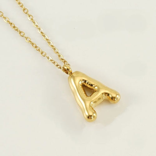 Bubble Shape Initials 18K Gold Plated Pendant Necklace | Alphabet