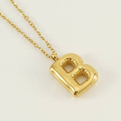 Bubble Shape Initials 18K Gold Plated Pendant Necklace | Alphabet