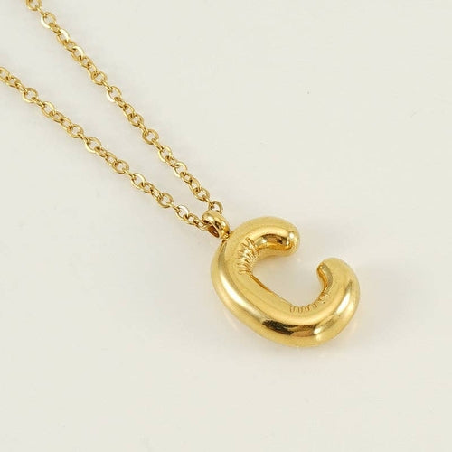 Bubble Shape Initials 18K Gold Plated Pendant Necklace | Alphabet