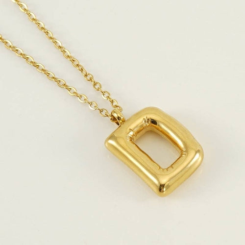 Bubble Shape Initials 18K Gold Plated Pendant Necklace | Alphabet