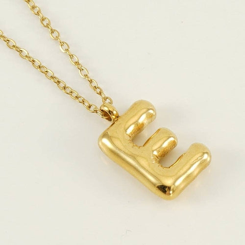 Bubble Shape Initials 18K Gold Plated Pendant Necklace | Alphabet