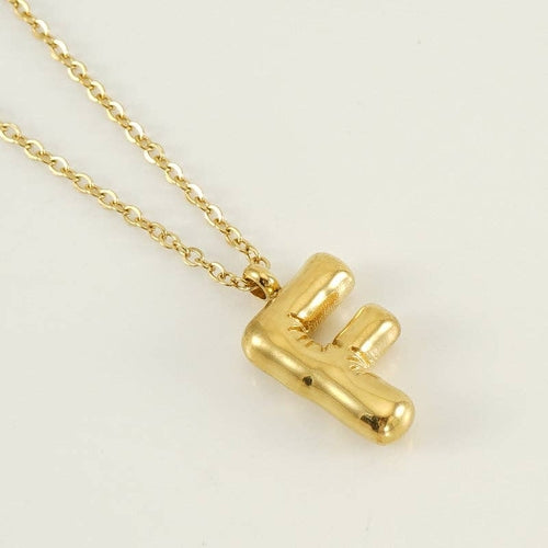 Bubble Shape Initials 18K Gold Plated Pendant Necklace | Alphabet