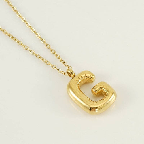 Bubble Shape Initials 18K Gold Plated Pendant Necklace | Alphabet