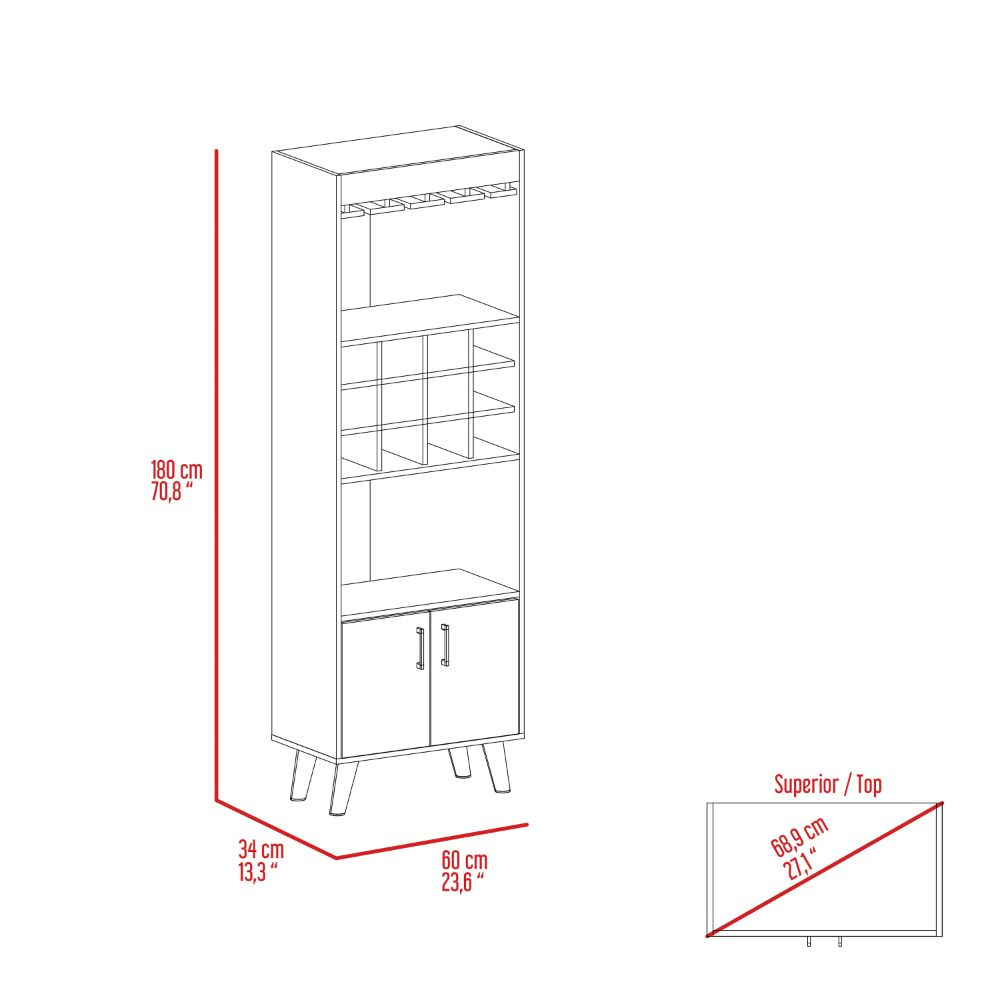 Bar Cabinet Bull, Twelve Wine Cubbies, Rack, Dark Walnut Finish - Horizon Bliss