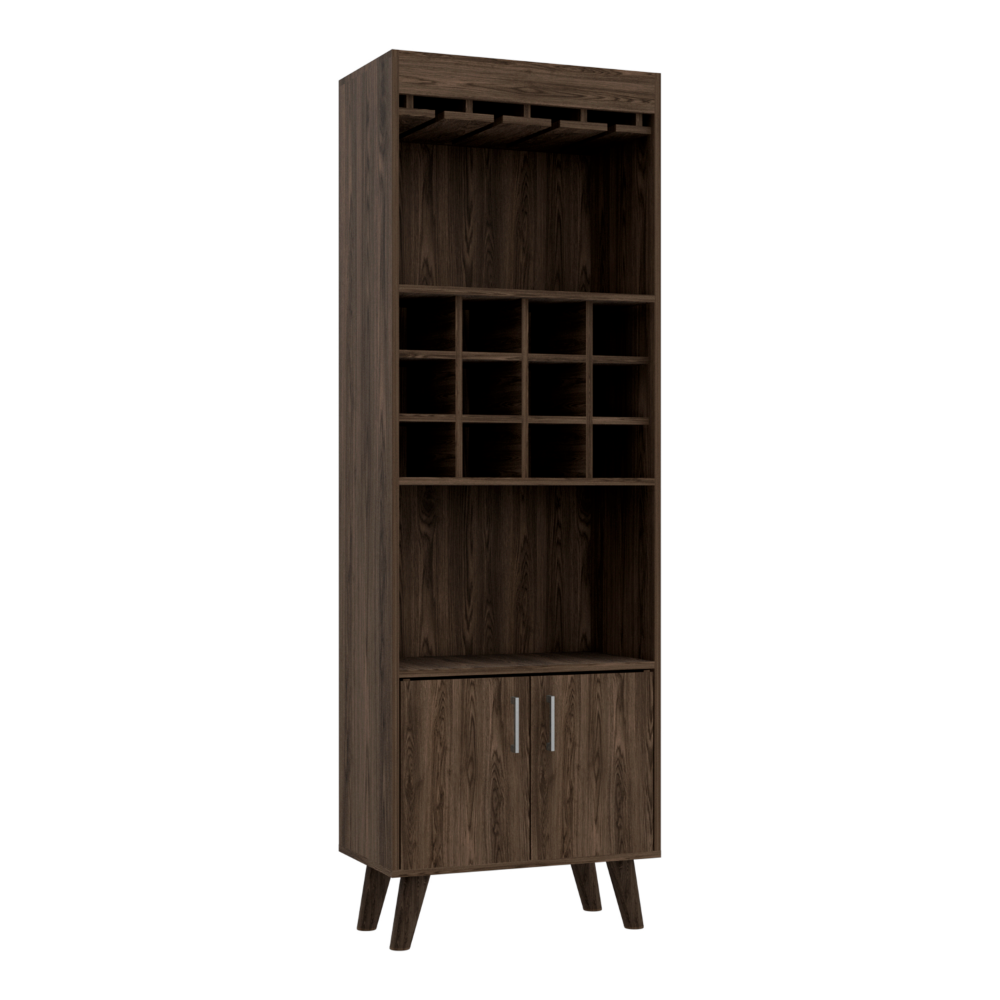 Bar Cabinet Bull, Twelve Wine Cubbies, Rack, Dark Walnut Finish - Horizon Bliss