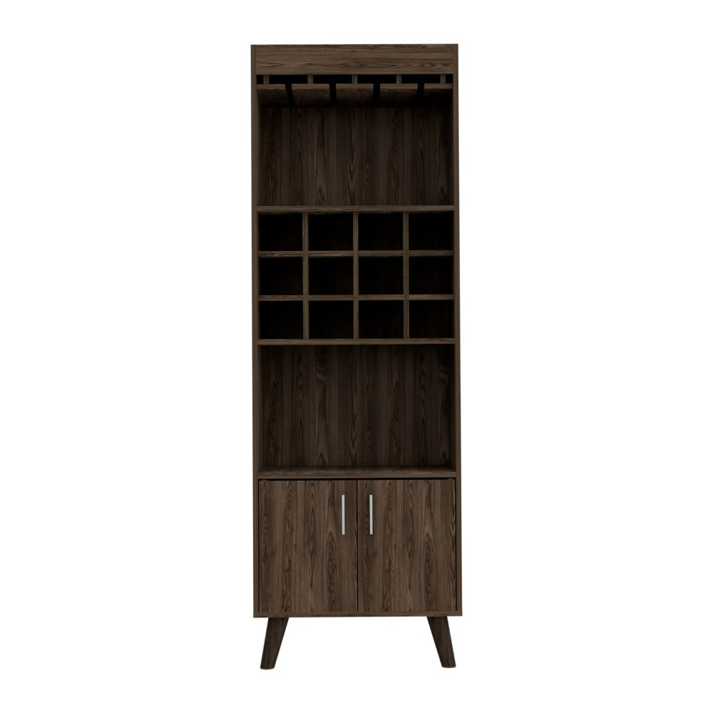 Bar Cabinet Bull, Twelve Wine Cubbies, Rack, Dark Walnut Finish - Horizon Bliss