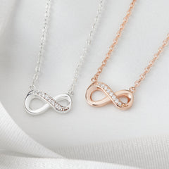 White CZ Stone Infinity Necklace, Infinite Necklace, Women Jewelry - Horizon Bliss