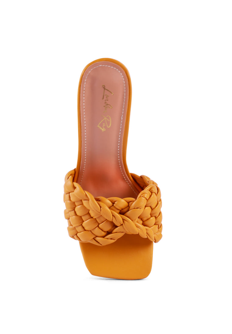 celie woven strap mid heel sandals - Horizon Bliss