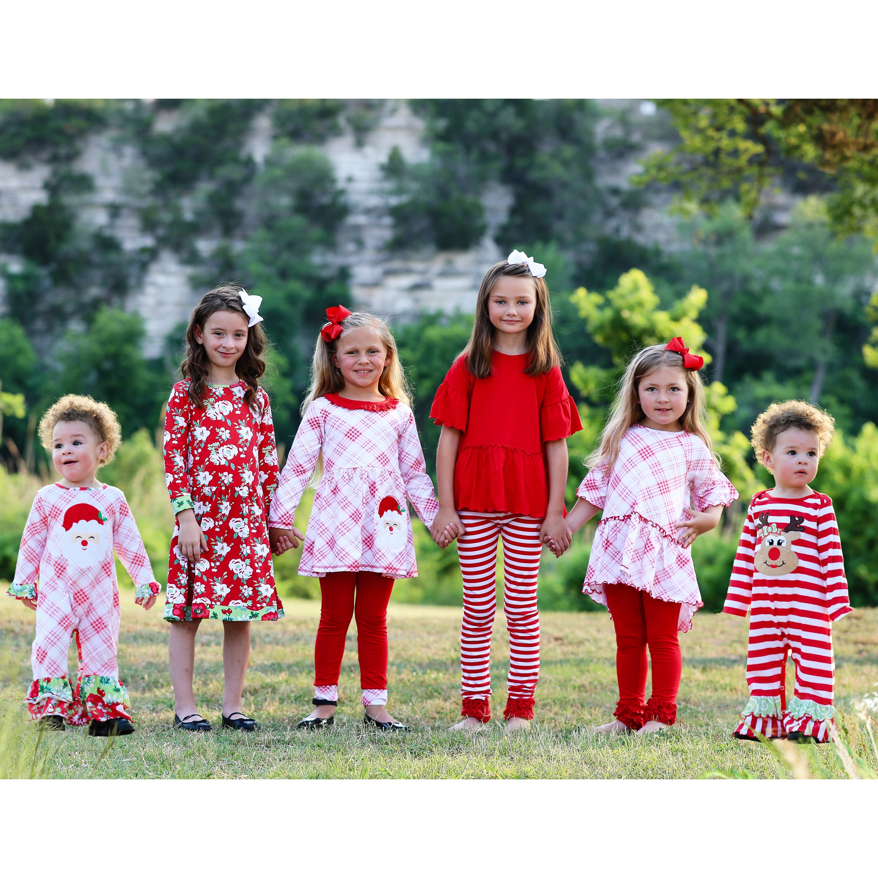 AnnLoren Girls Boutique Santa Holiday Christmas Holiday Clothing Set - Horizon Bliss