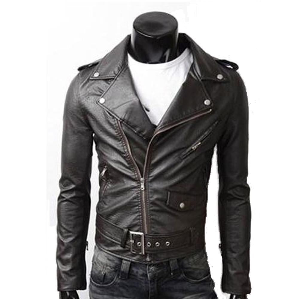 Ninja Stealth Black Mens  Faux Leather Biker Jacket - Horizon Bliss