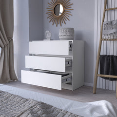 Dresser Maldus, Three Drawers, White Finish - Horizon Bliss