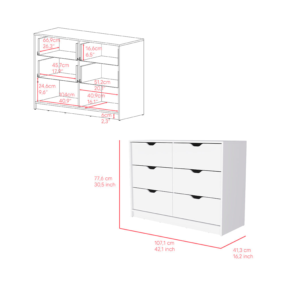 Bennett 2 Piece Bedroom Set, Nightstand + Dresser, White Finish - Horizon Bliss