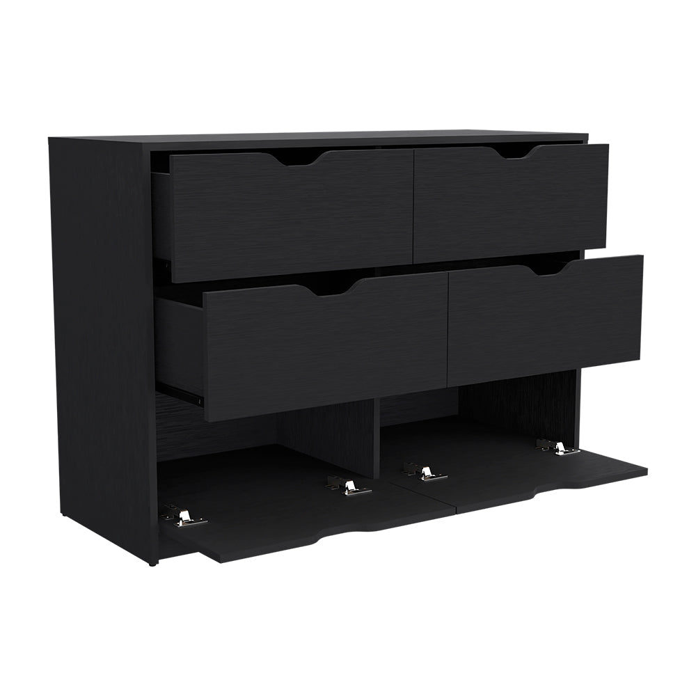 Bennett 2 Piece Bedroom Set, Nightstand + Dresser, Black Wengue Finish - Horizon Bliss