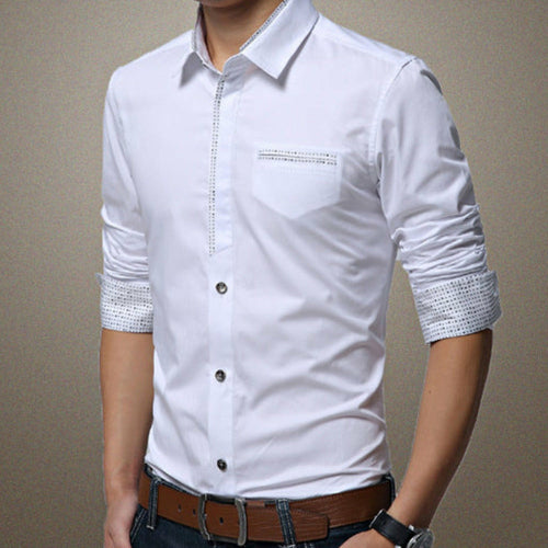 Mens Shirt with Contrasting Pocket and Cuff Details - Horizon Bliss