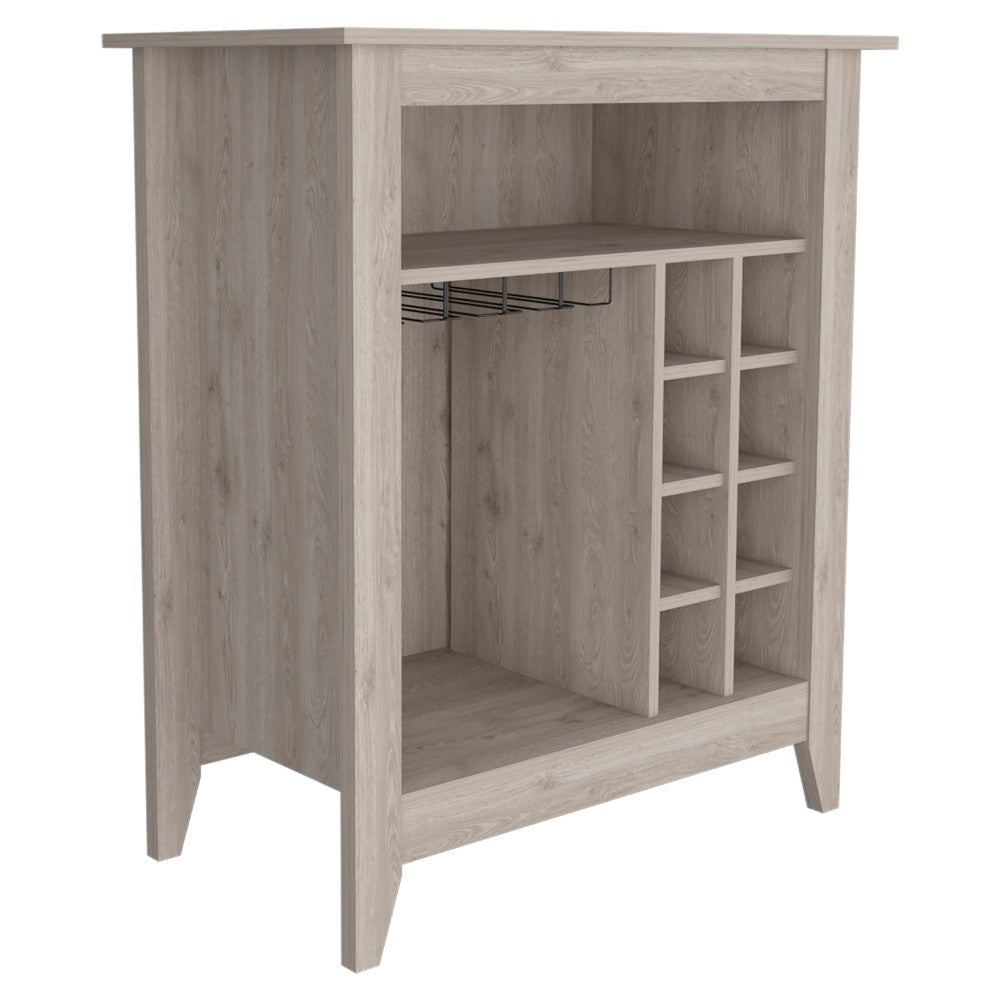 Bar Cabinet Castle, One Open Shelf, Six Wine Cubbies, Light Gray - Horizon Bliss