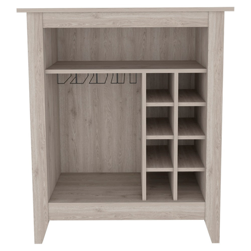 Bar Cabinet Castle, One Open Shelf, Six Wine Cubbies, Light Gray - Horizon Bliss