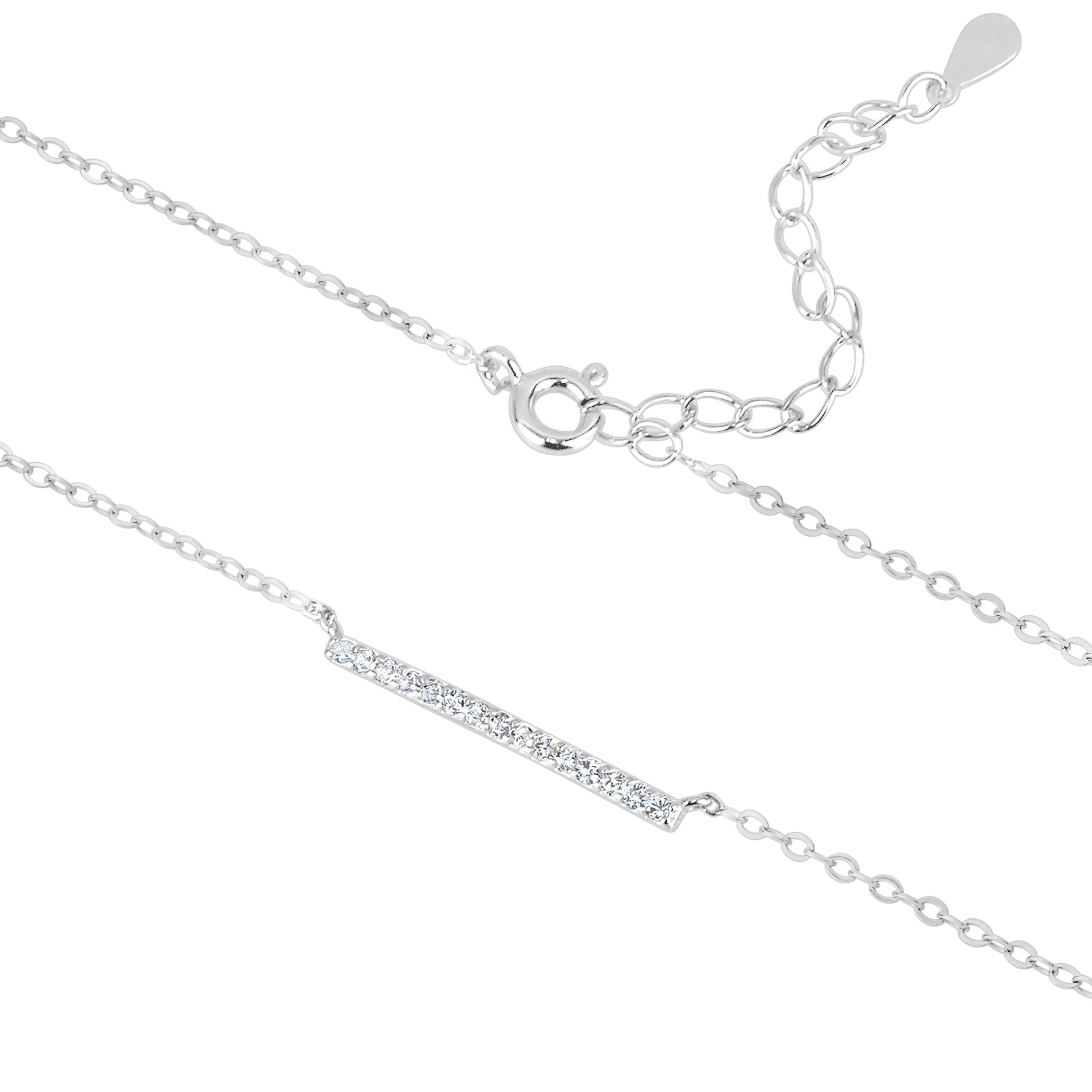 5A Cubic Zirconia Horizontal Bar Necklace - Horizon Bliss