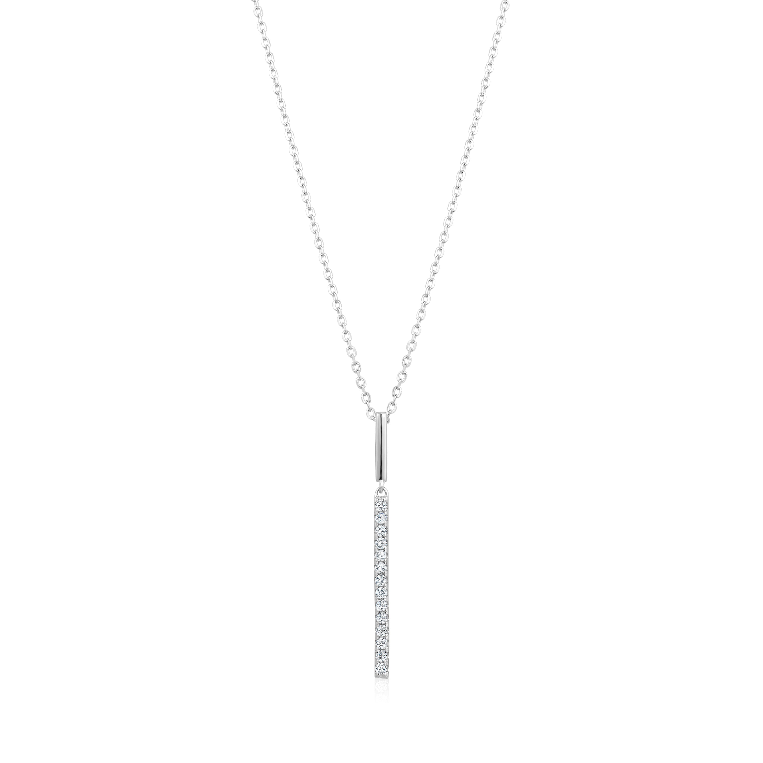 5A Cubic Zirconia Vertical Bar Pendant Necklace - Horizon Bliss