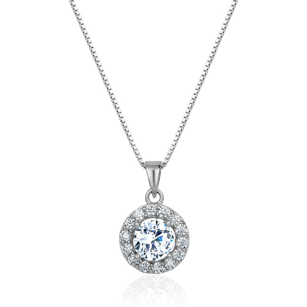 5A Cubic Zirconia Round Pendant Necklace - Horizon Bliss