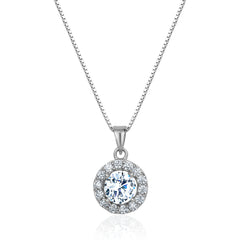 5A Cubic Zirconia Round Pendant Necklace - Horizon Bliss