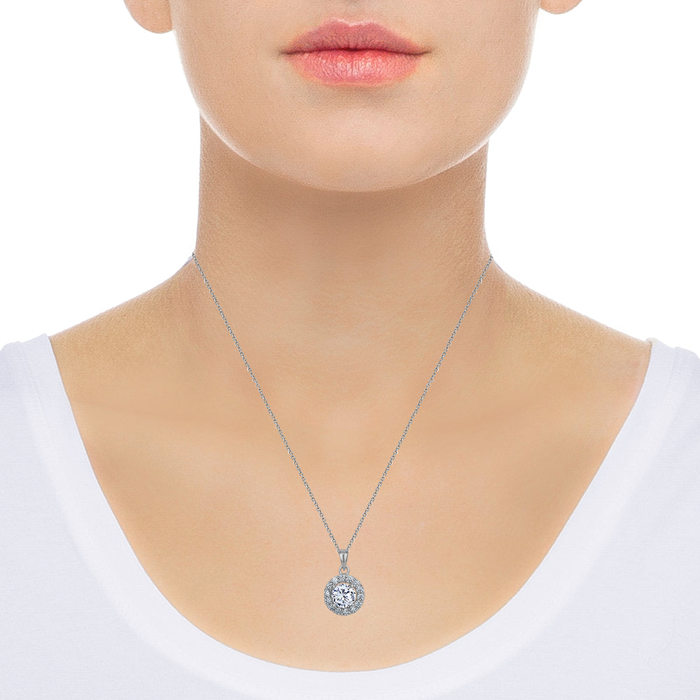 5A Cubic Zirconia Round Pendant Necklace - Horizon Bliss