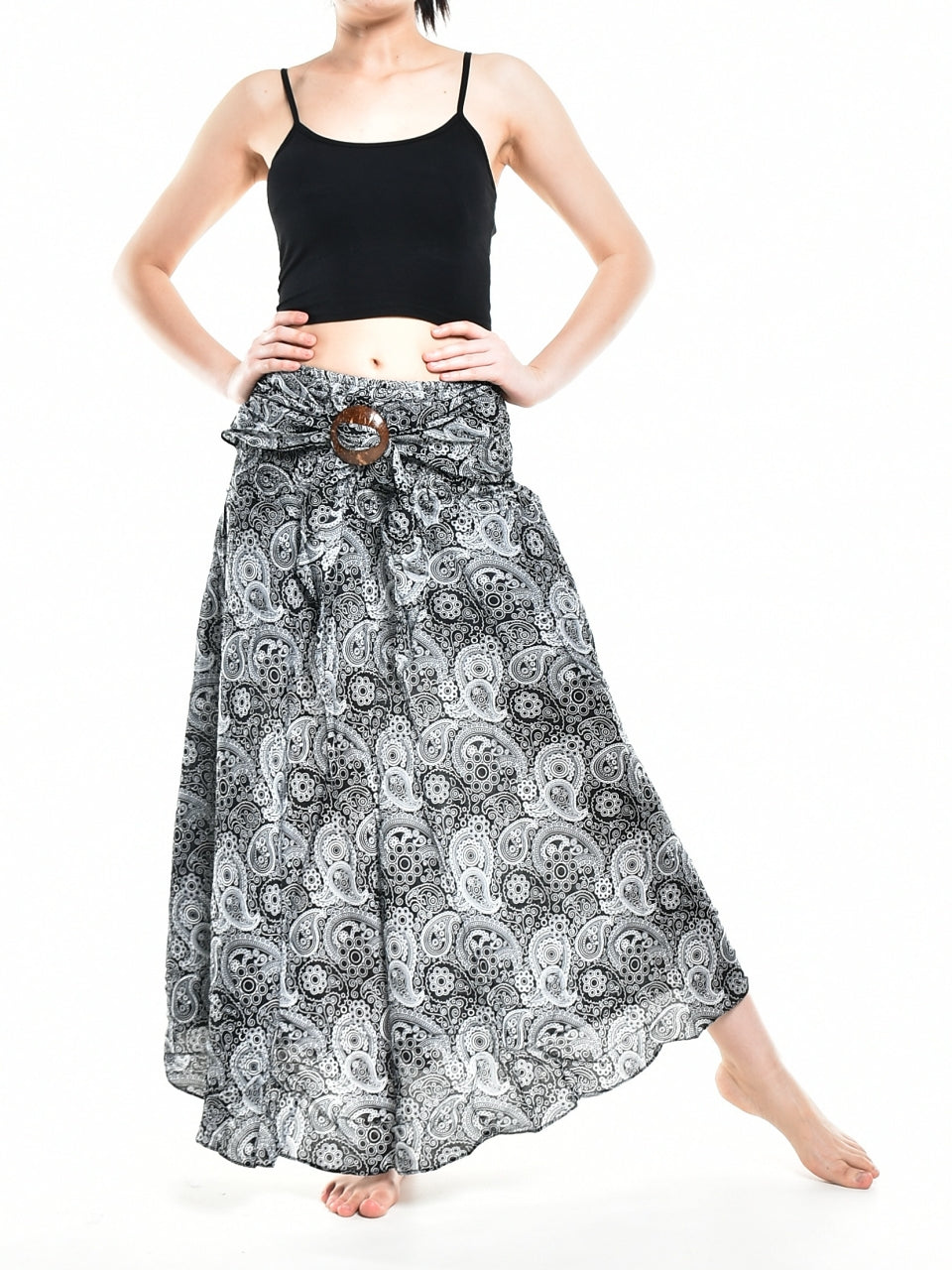 Bohotusk Black Orbit Long Skirt With Coconut Buckle (& Strapless - Horizon Bliss