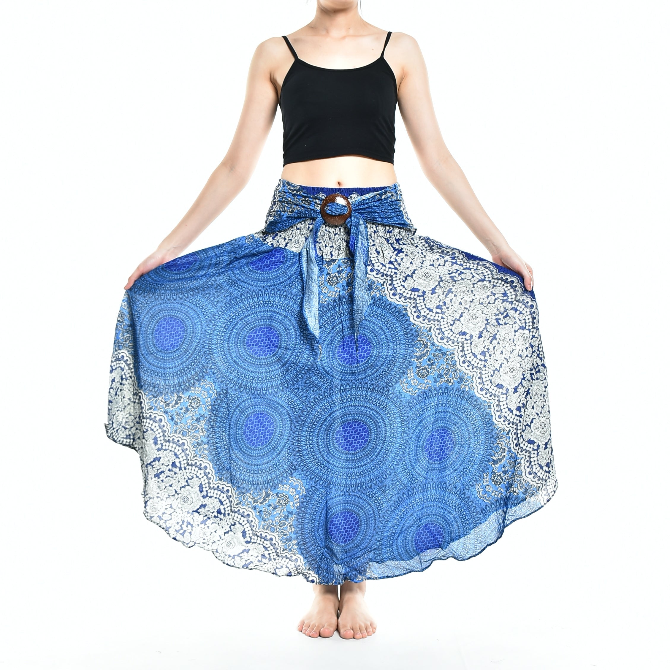 Bohotusk Blue Marble Long Skirt With Coconut Buckle (& Strapless - Horizon Bliss