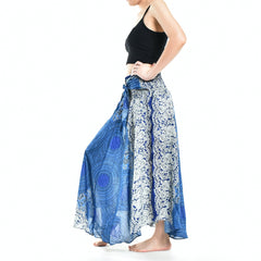 Bohotusk Blue Marble Long Skirt With Coconut Buckle (& Strapless - Horizon Bliss