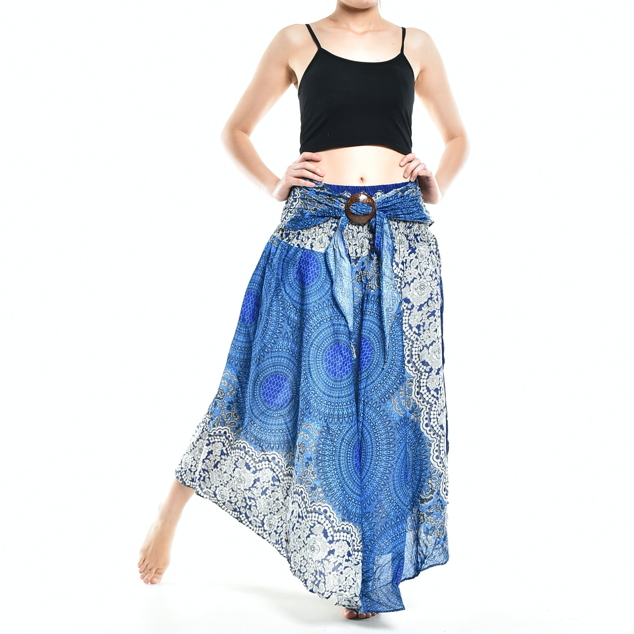 Bohotusk Blue Marble Long Skirt With Coconut Buckle (& Strapless - Horizon Bliss