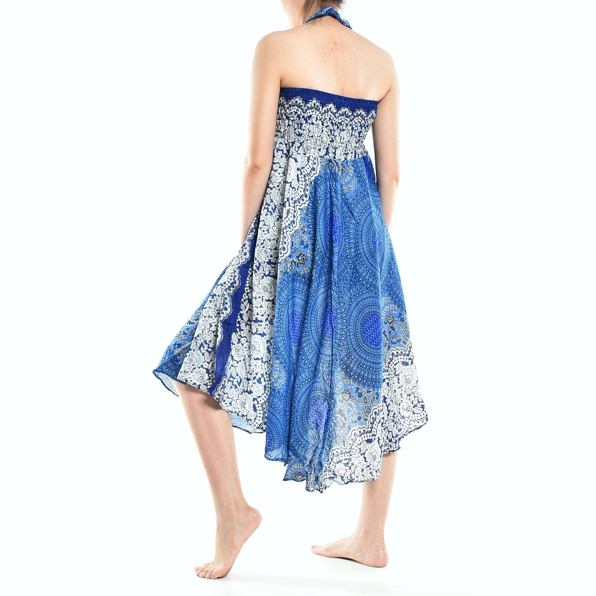 Bohotusk Blue Marble Long Skirt With Coconut Buckle (& Strapless - Horizon Bliss