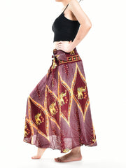 Bohotusk Red Elephant Diamond Long Skirt With Coconut Buckle (& - Horizon Bliss