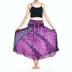 Bohotusk Purple Peacock Long Skirt With Coconut Buckle (& Strapless - Horizon Bliss