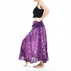 Bohotusk Purple Peacock Long Skirt With Coconut Buckle (& Strapless - Horizon Bliss